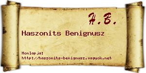 Haszonits Benignusz névjegykártya